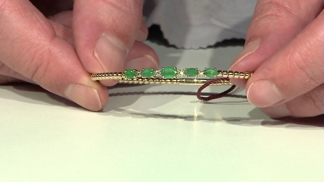 Video 14K AAA Zambian Emerald Gold Bangle (CIRARI)