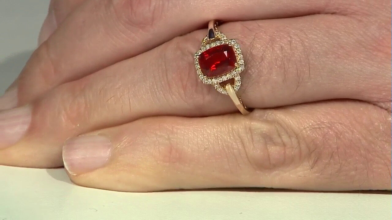 Video 14K Mexican Fire Opal Gold Ring (CIRARI)