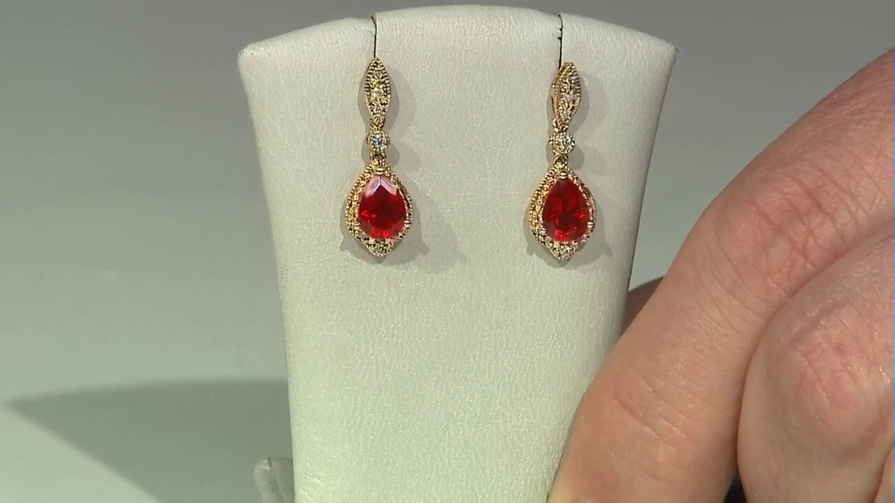 Video 14K Mexican Fire Opal Gold Earrings (CIRARI)