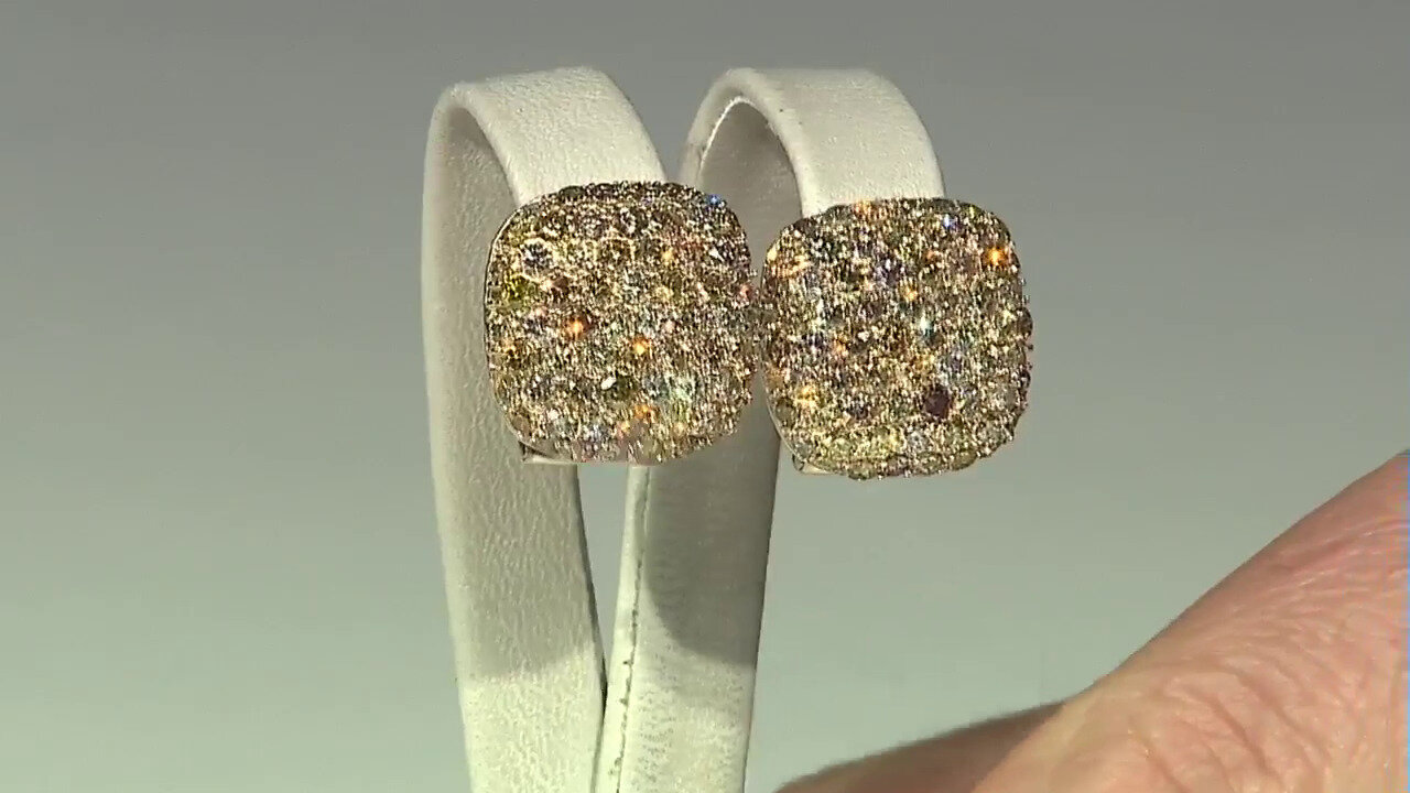 Video 14K SI2 Fancy Diamond Gold Earrings (CIRARI)