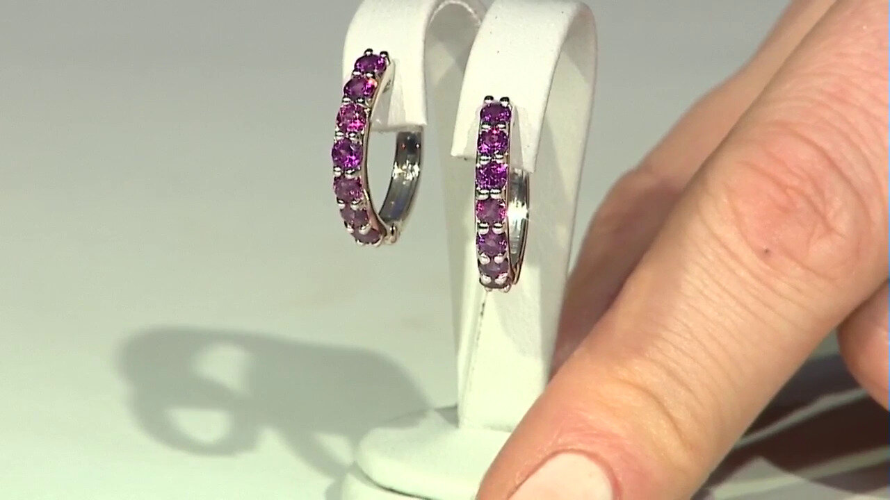 Video Boucles d'oreilles en argent et Grenat Rhodolite