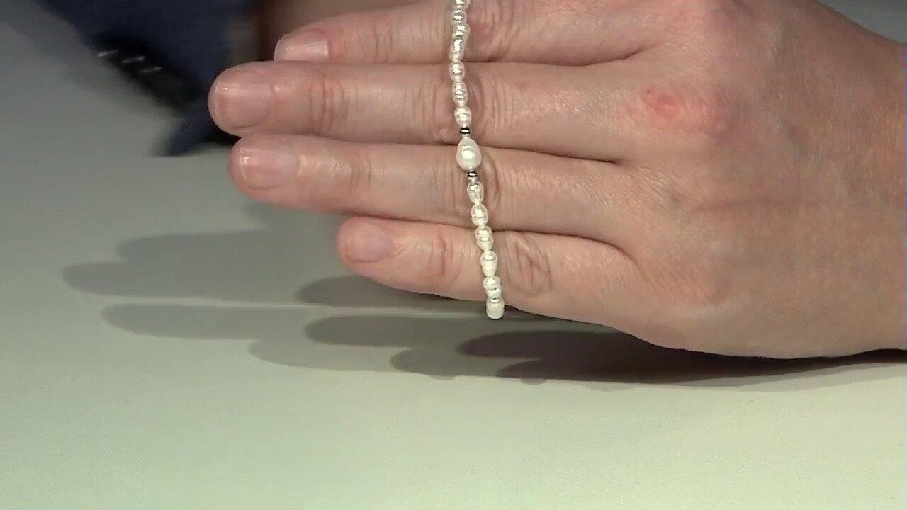 Video Bracelet et Perle blanche de culture d'eau douce