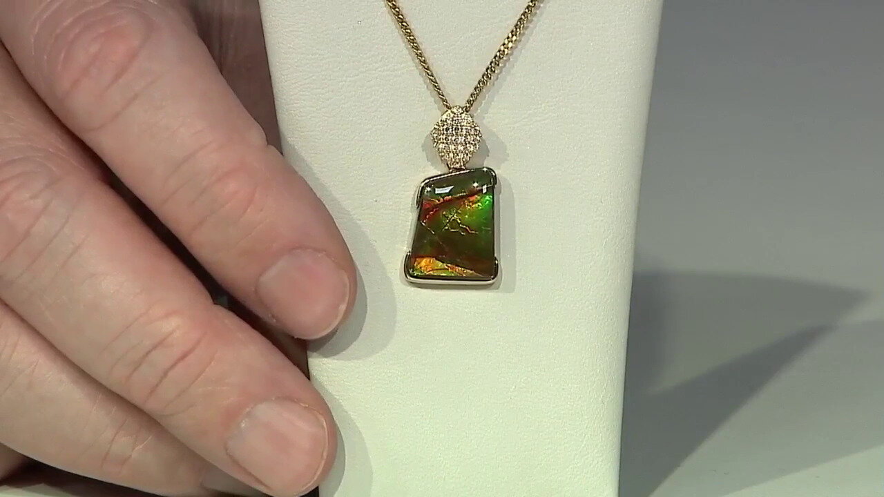 Video 9K Ammolite Gold Pendant