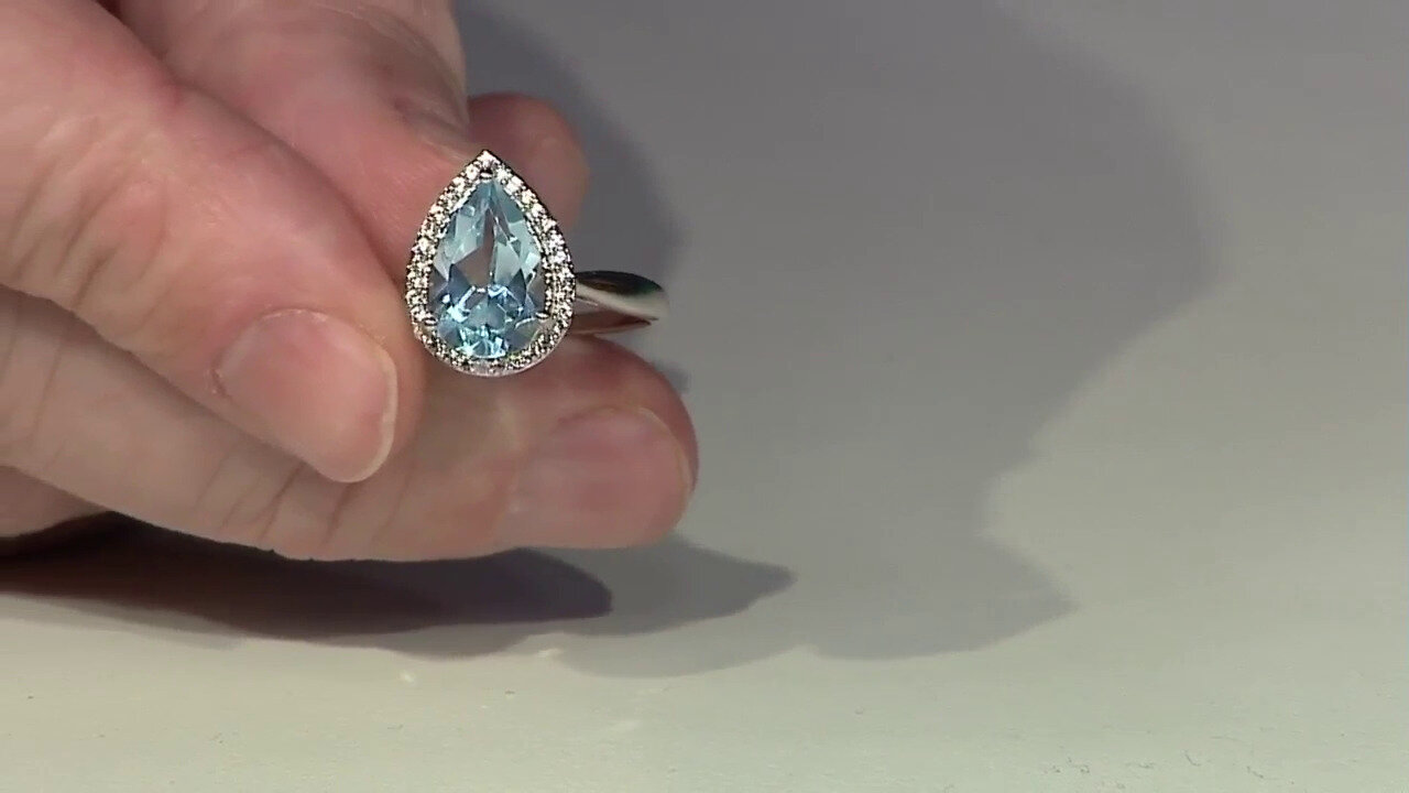 Video Sky Blue Topaz Silver Ring