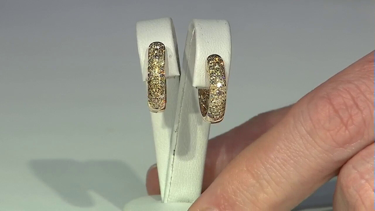 Video 14K SI2 Fancy Diamond Gold Earrings (CIRARI)