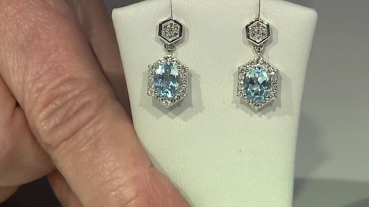 Video Sky Blue Topaz Silver Earrings