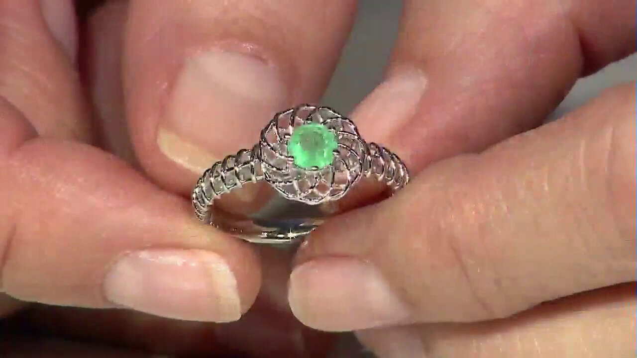 Video Zambian Emerald Platinum Ring (Ornaments by de Melo)