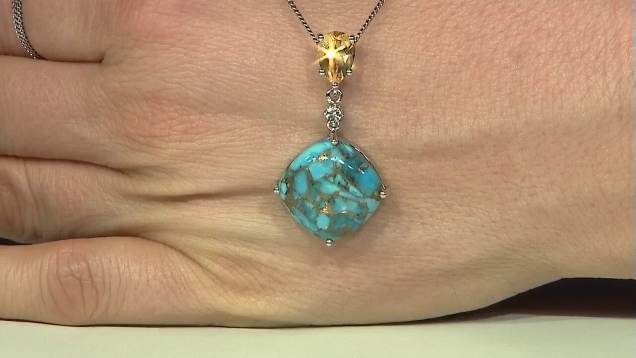 Video Mojave Blue Copper Turquoise Silver Pendant (Faszination Türkis)