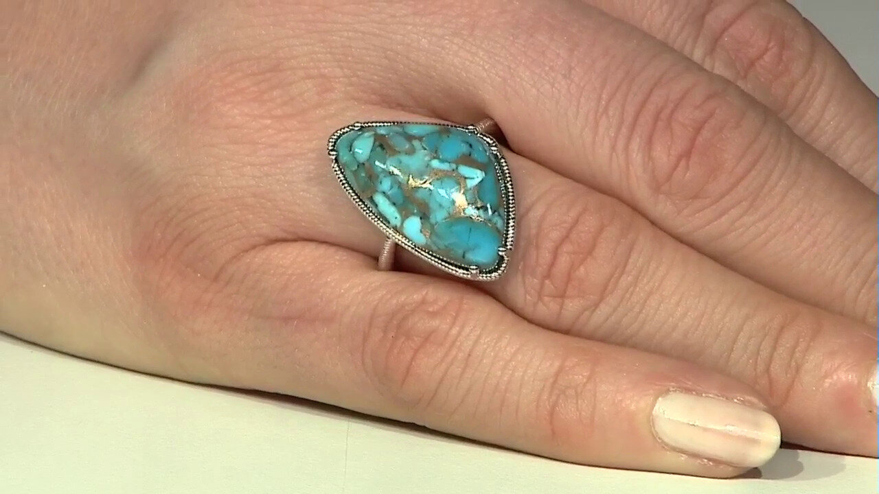 Video Mojave Blue Copper Turquoise Silver Ring (Faszination Türkis)