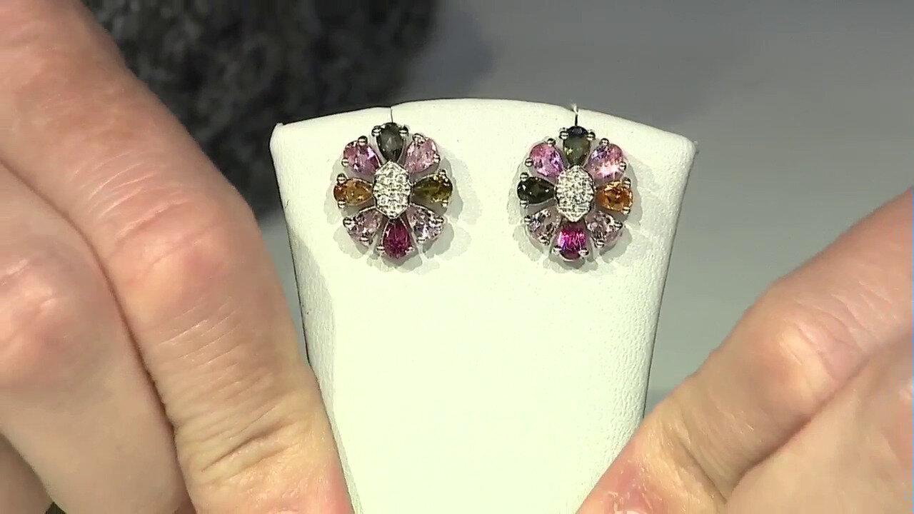 Video Fancy Tourmaline Silver Earrings