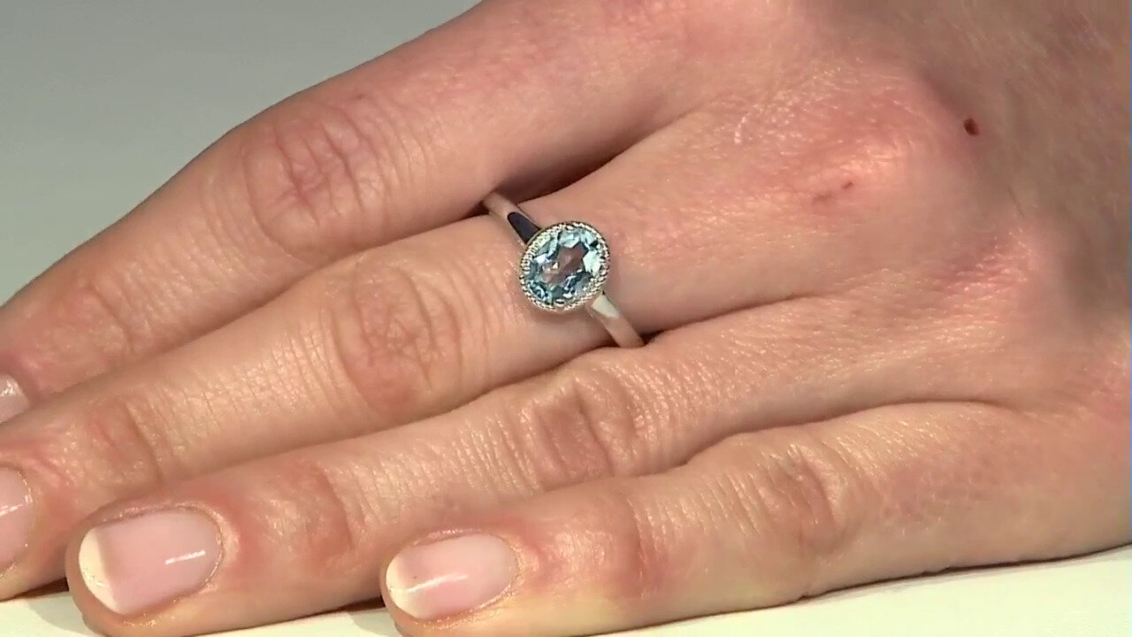 Video Sky Blue Topaz Silver Ring