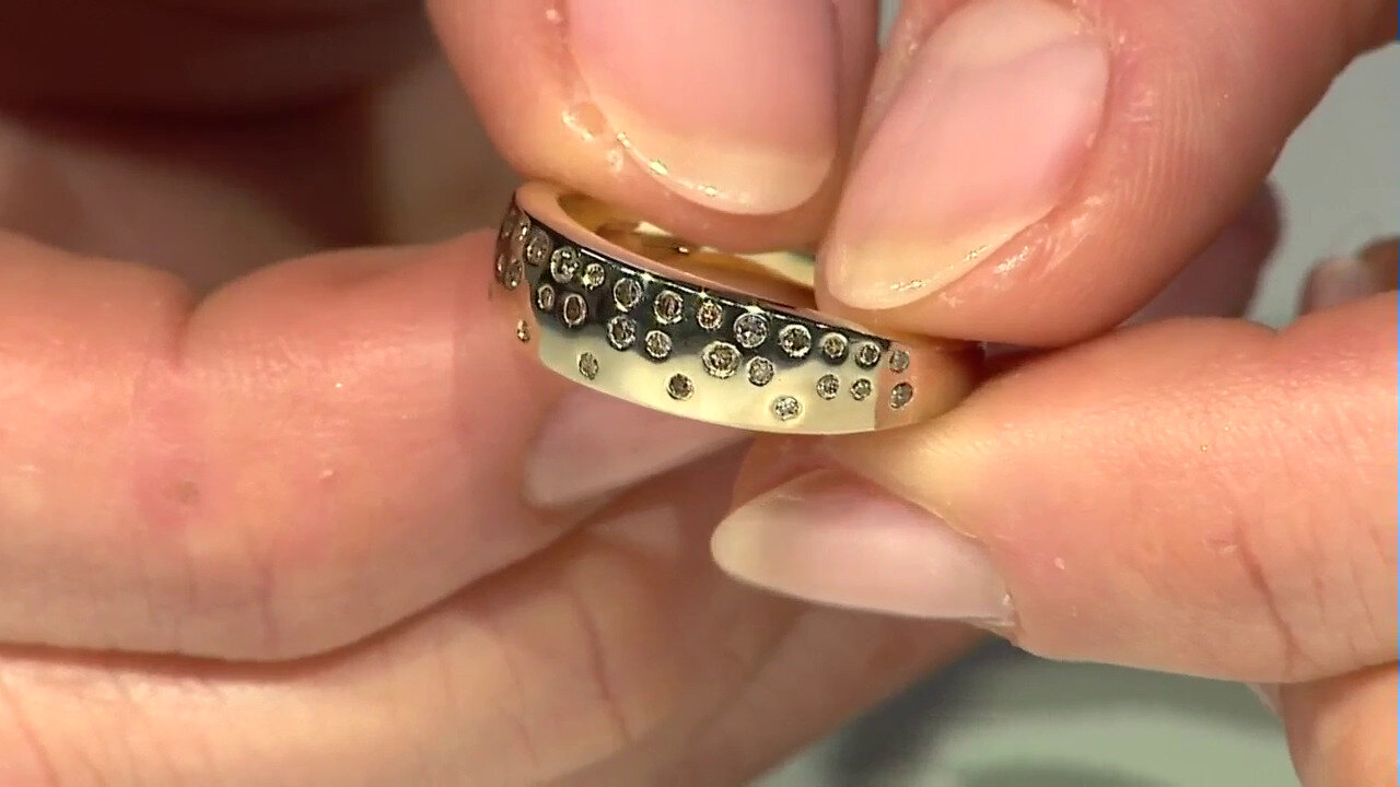 Video I2 Champagne Diamond Silver Ring