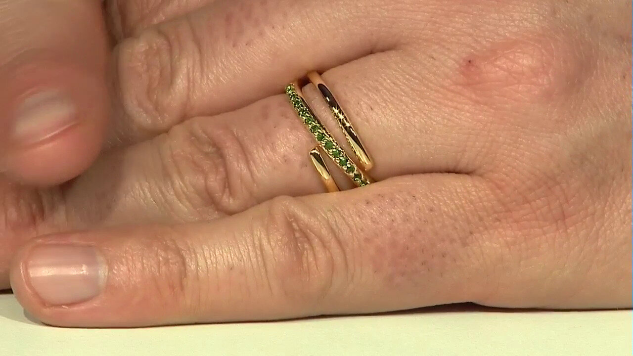Video Anello in argento con Diopside Russo