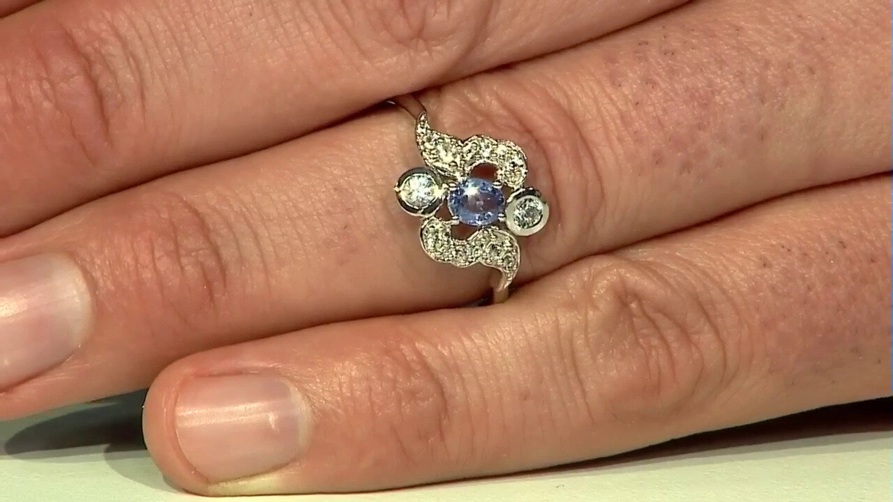 Video Unheated Ceylon Blue Sapphire Silver Ring