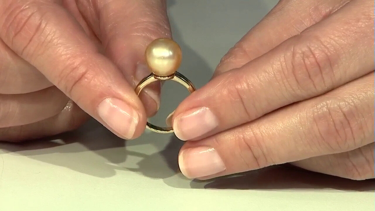 Video Goldene Kabira-Südseeperlen-Silberring (Annette)