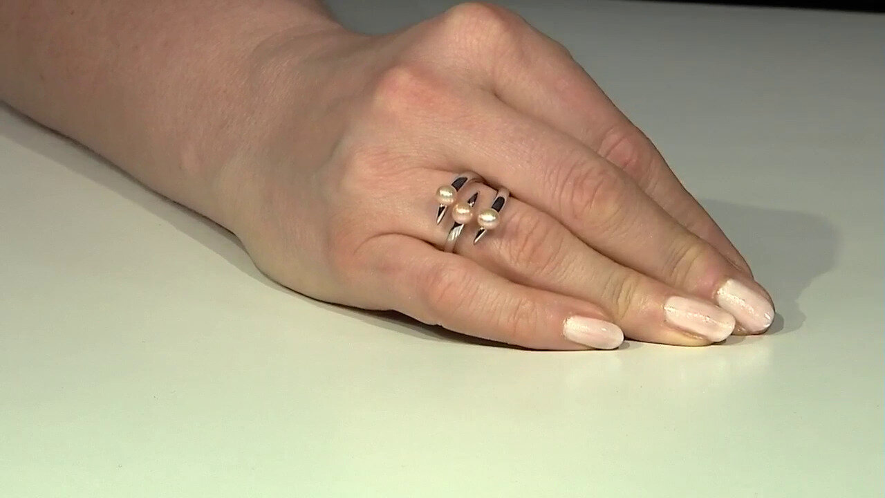 Video Peach Freshwater Pearl Silver Ring (TPC)