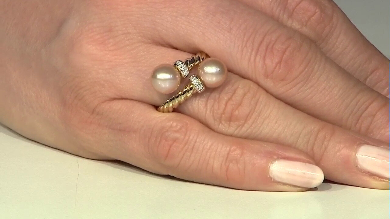 Video Anillo en plata con Perla Ming durazno (TPC)