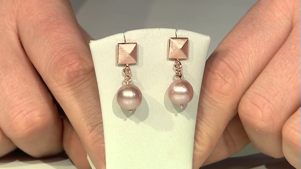 Video Peach Ming Pearl Silver Earrings (TPC)