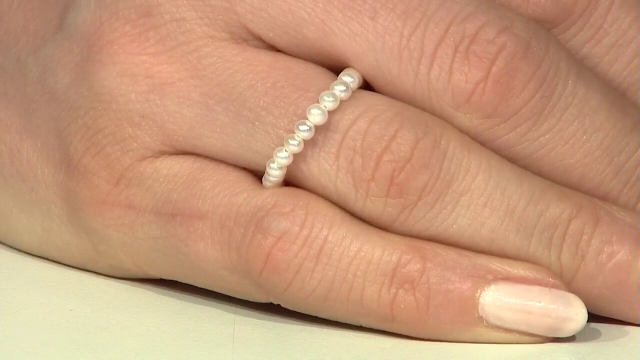 Video Anello con Perla d'Acqua Dolce Bianca (TPC)