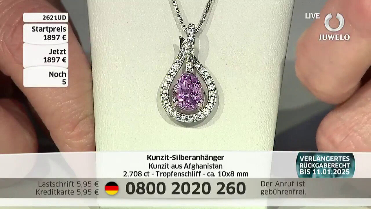 Video Kunzite Silver Pendant