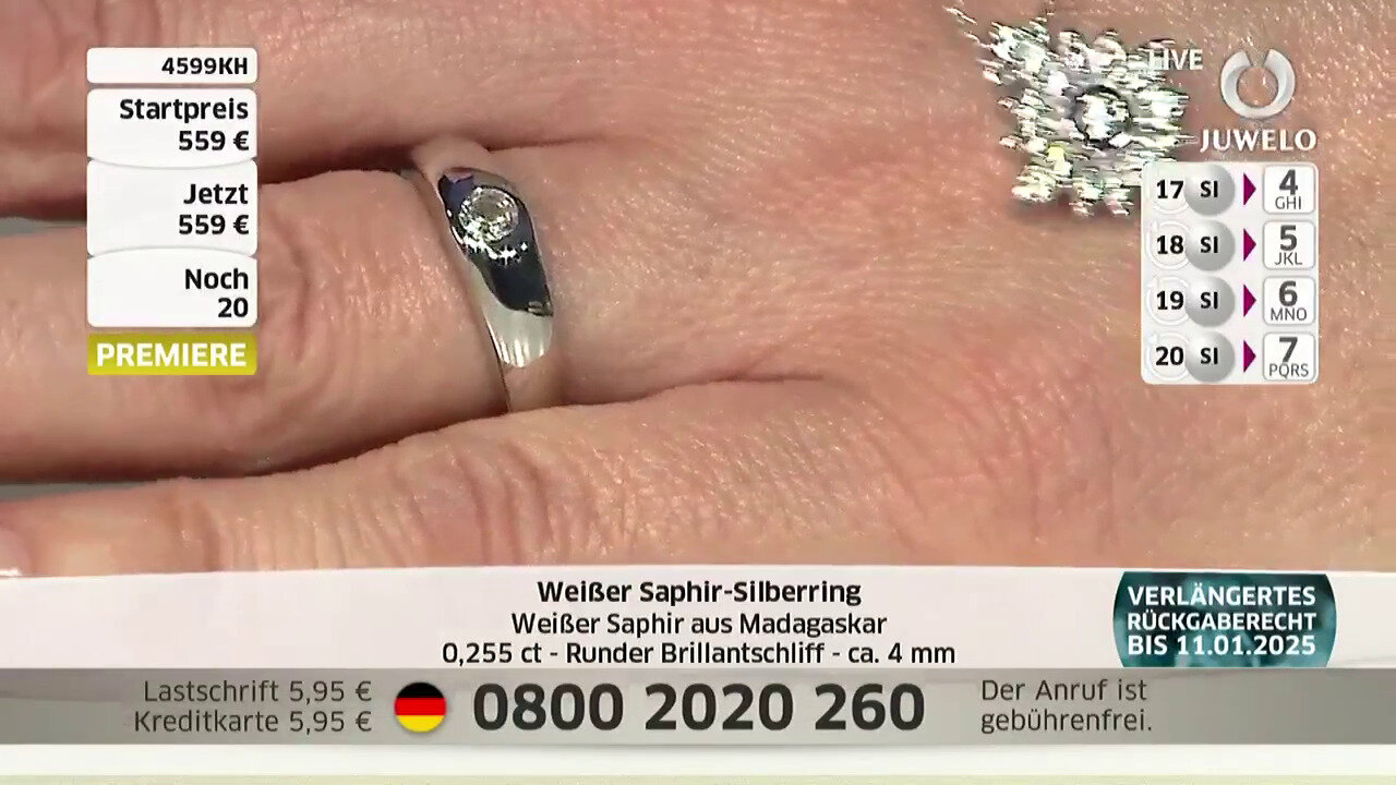 Video White Sapphire Silver Ring