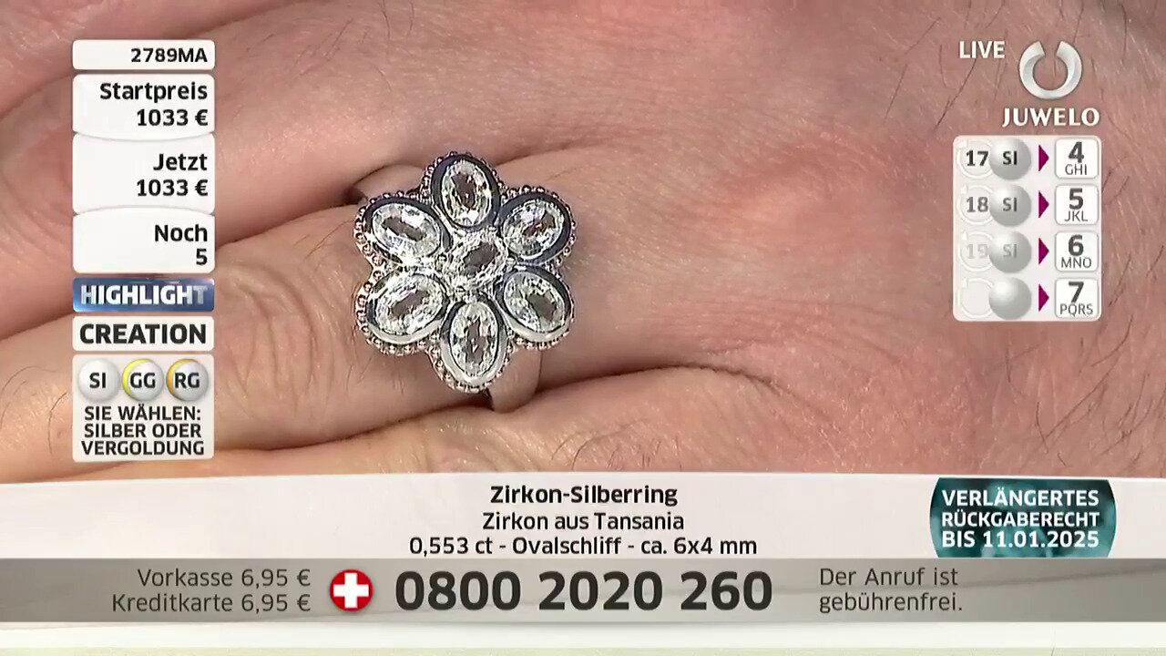 Video Zircon Silver Ring