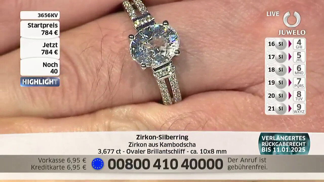 Video Zircon Silver Ring