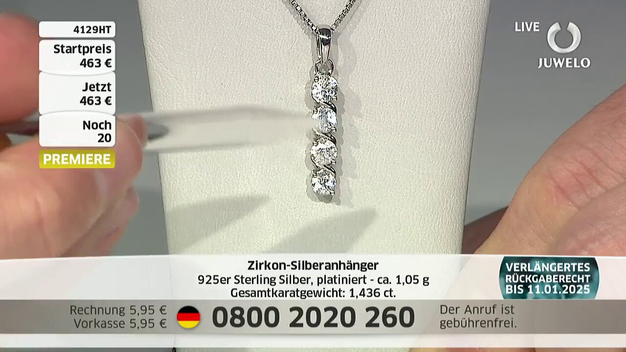 Video Zircon Silver Pendant