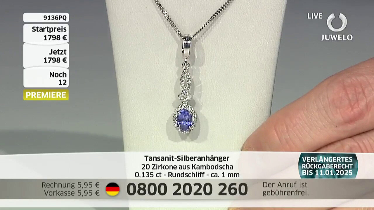 Video Tanzanite Silver Pendant