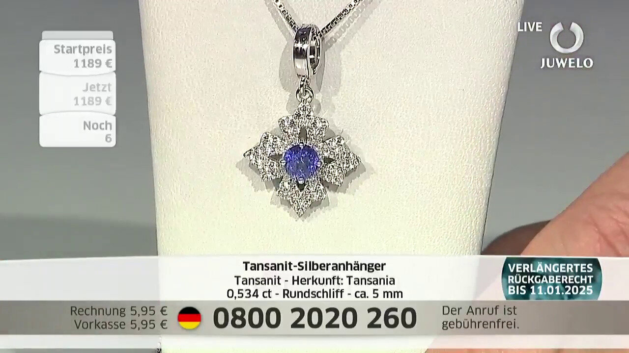 Video Tanzanite Silver Pendant