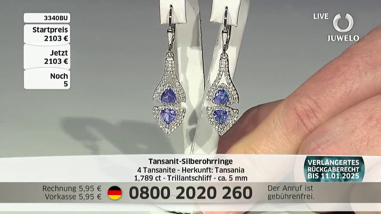 Video Tanzanite Silver Earrings