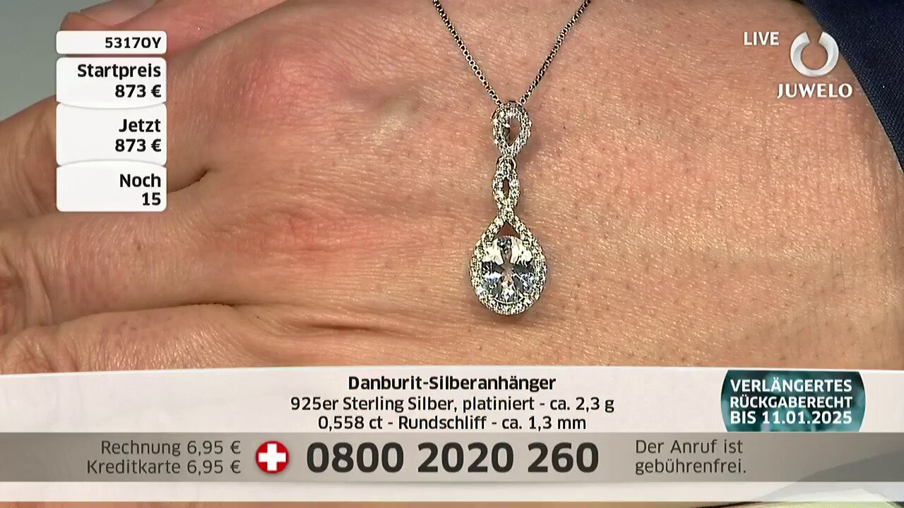 Video Danburite Silver Pendant