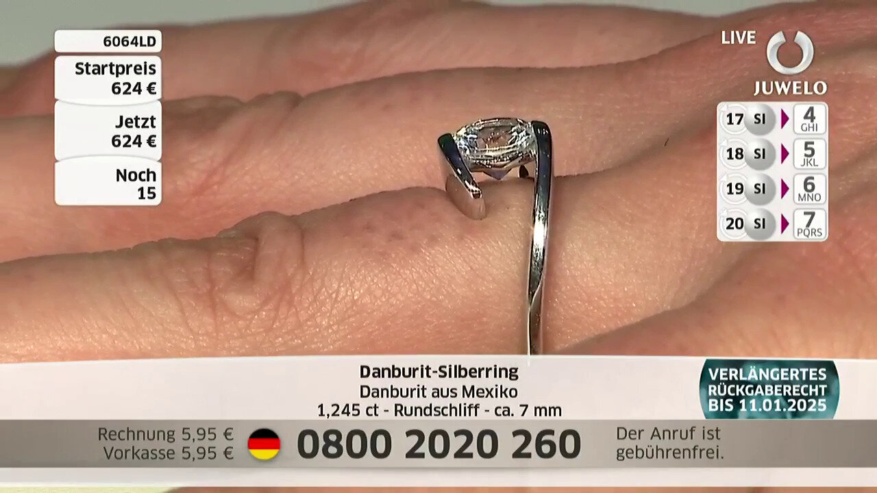 Video Danburite Silver Ring