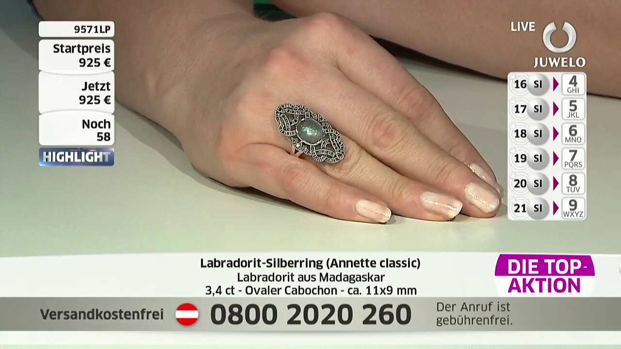 Video Labradorite Silver Ring (Annette classic)