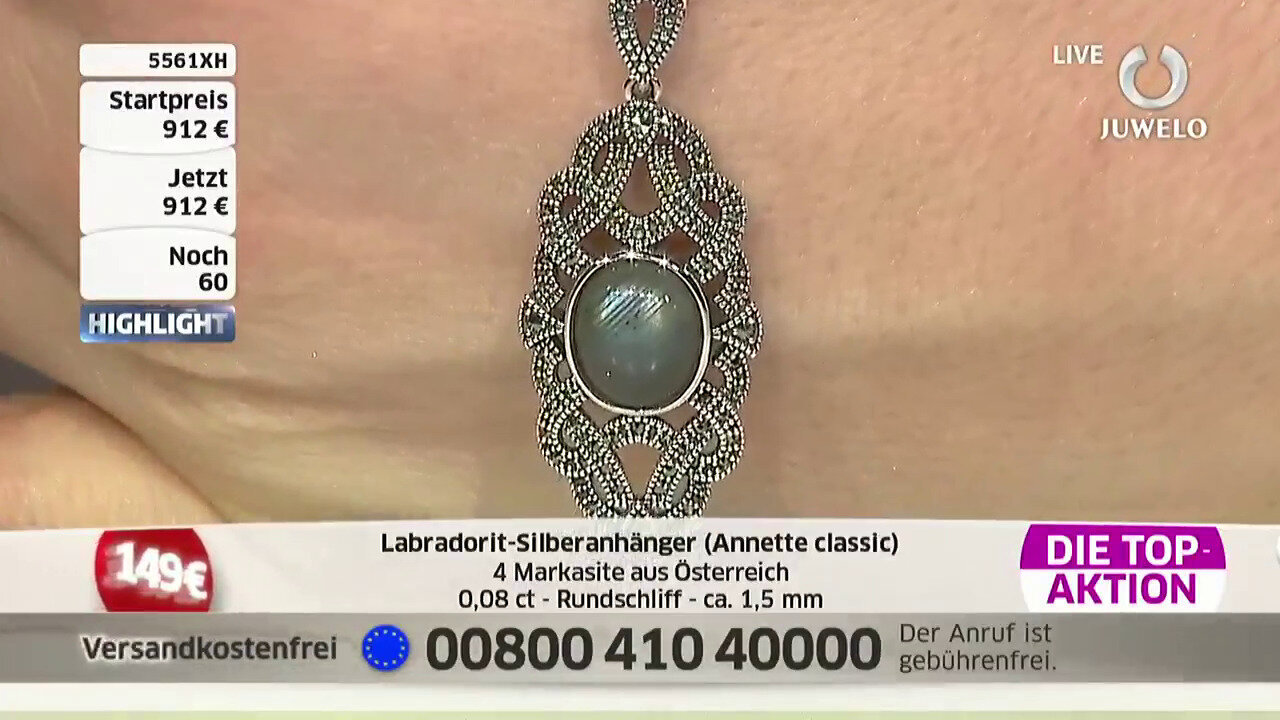 Video Labradorite Silver Pendant (Annette classic)