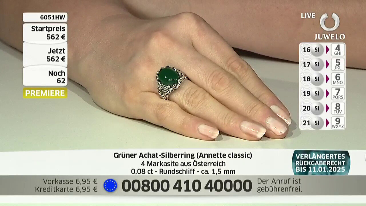 Video Bague en argent et Agate verte (Annette classic)