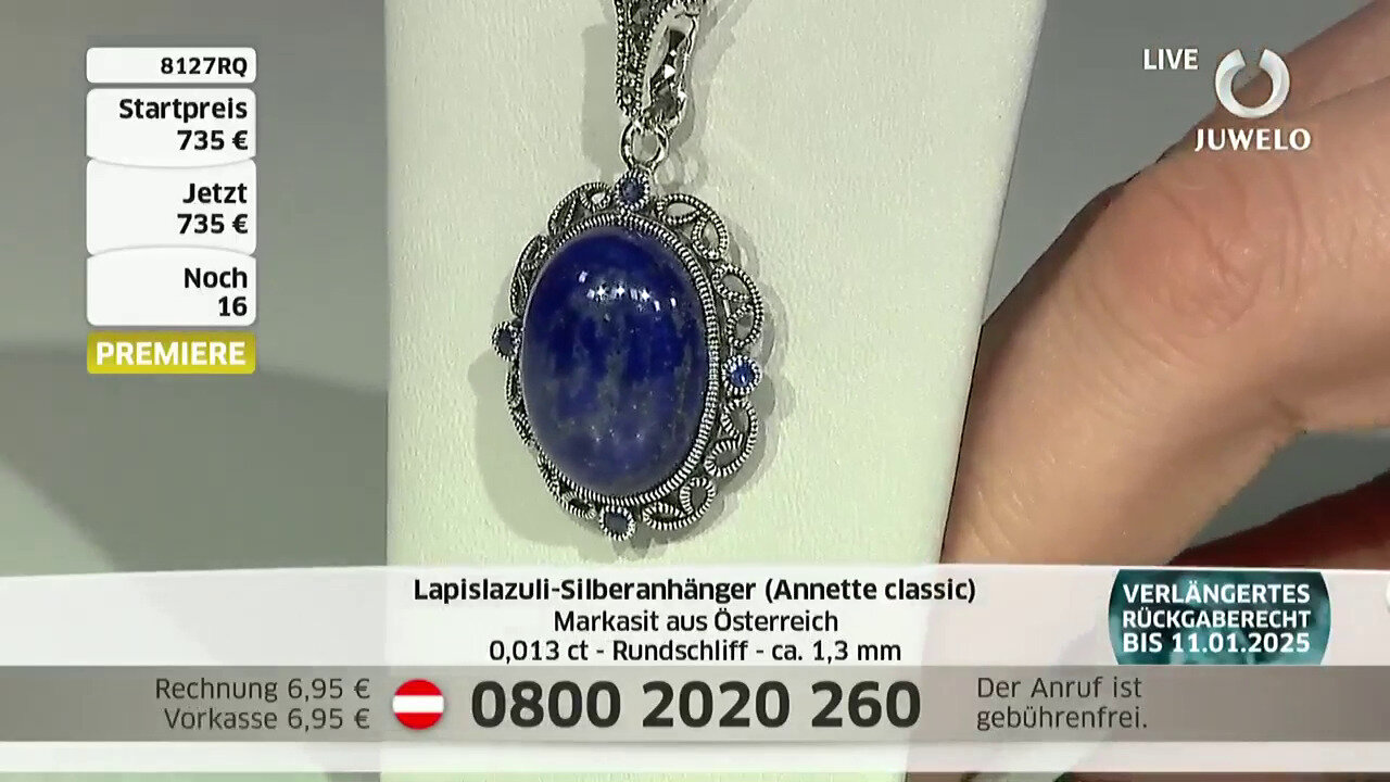 Video Zilveren hanger met een lapis lazuli (Annette classic)