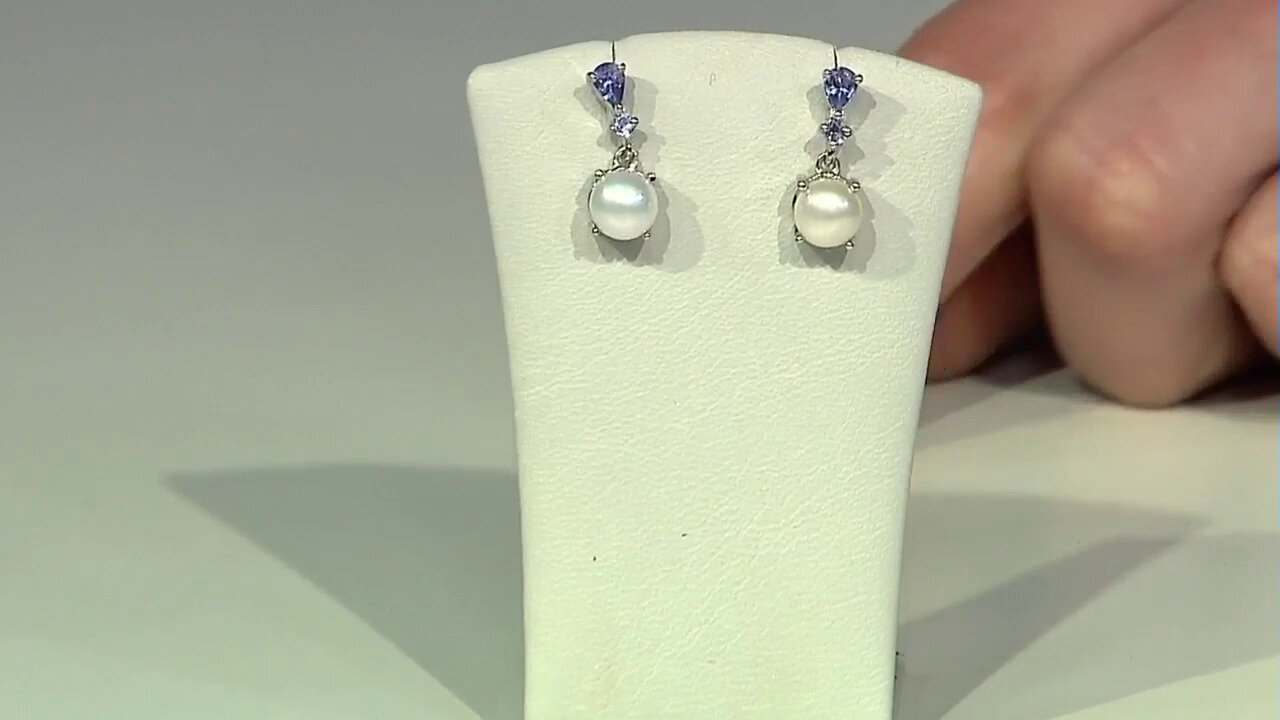 Video Boucles d'oreilles en argent et Perle blanche de culture d'eau douce