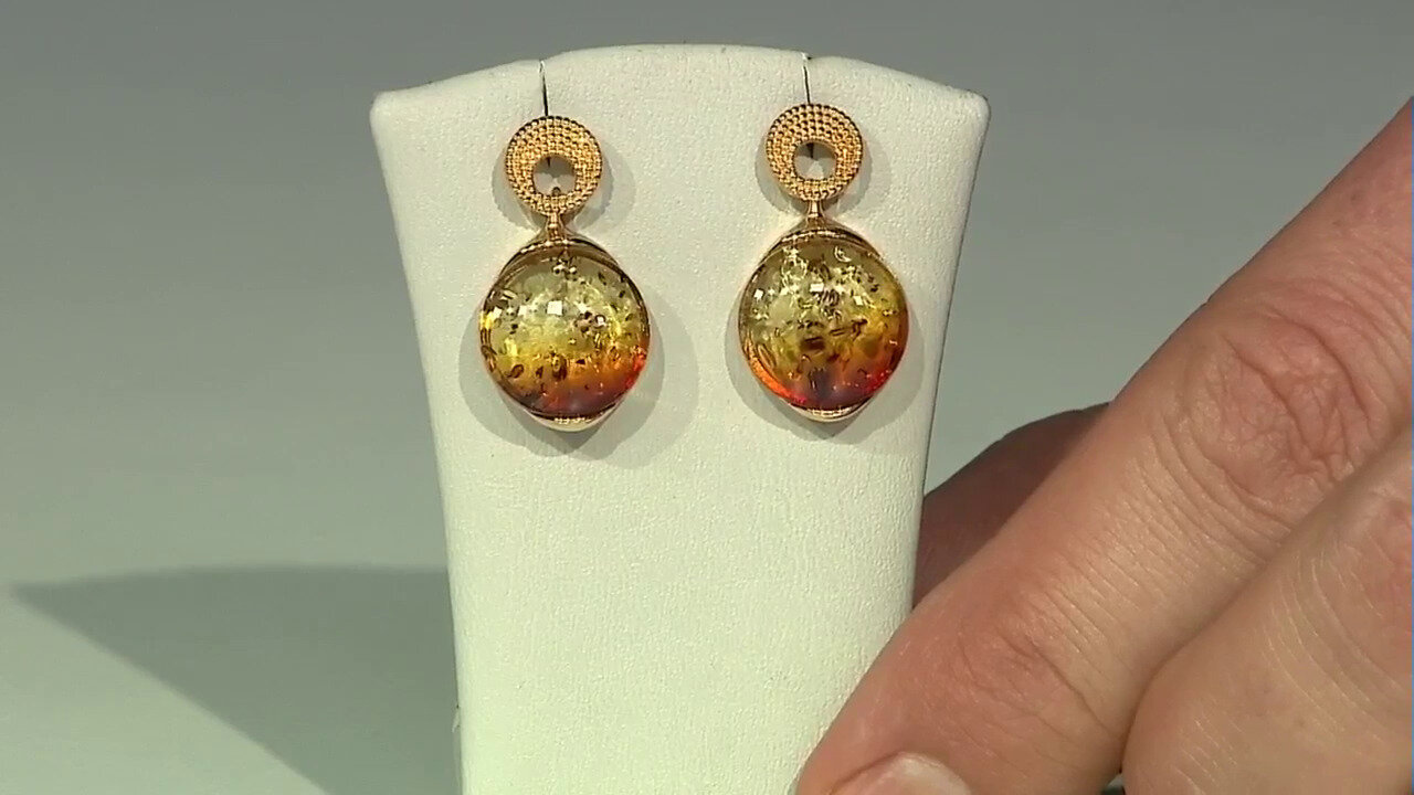 Video Sunrise Baltic Amber Silver Earrings (dagen)