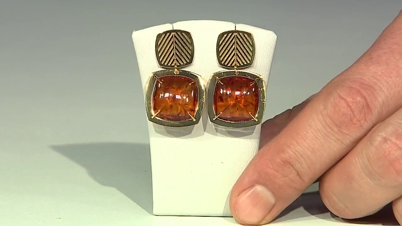 Video Cognac Baltic Amber Silver Earrings (dagen)