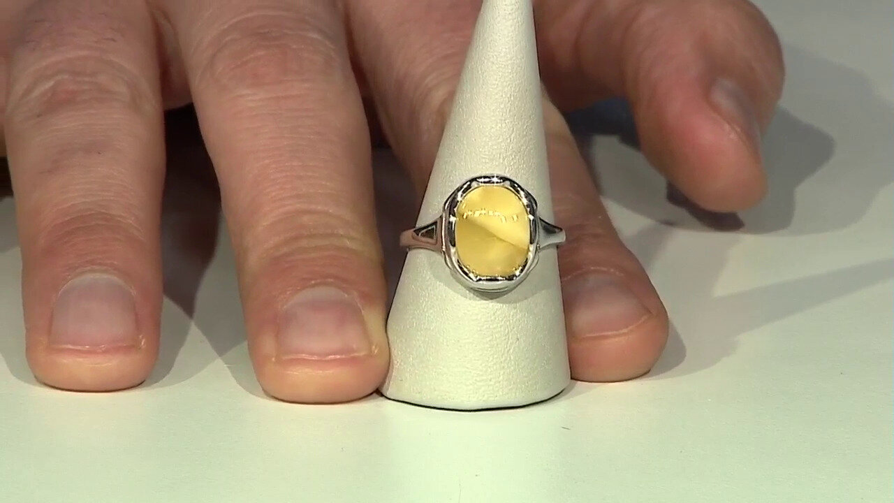 Video Milky Baltic Amber Silver Ring (dagen)