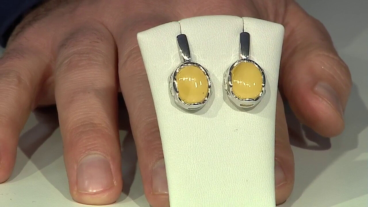 Video Milky Baltic Amber Silver Earrings (dagen)