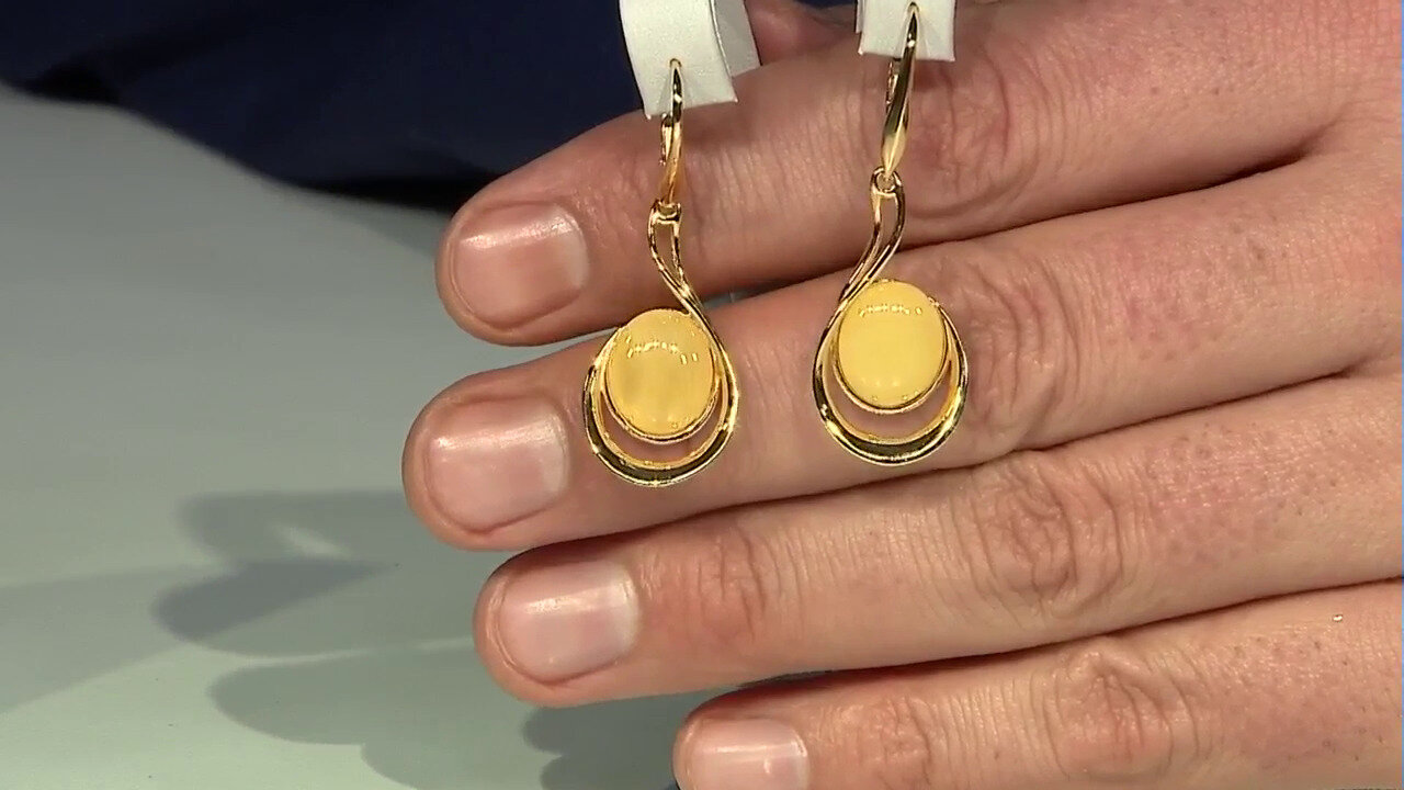 Video Boucles d'oreilles en argent et Ambre laiteux de la Baltique (dagen)