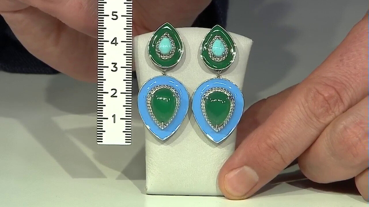 Video Green Onyx Silver Earrings (Dallas Prince Designs)