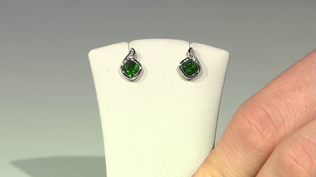 Video Russian Diopside Silver Earrings