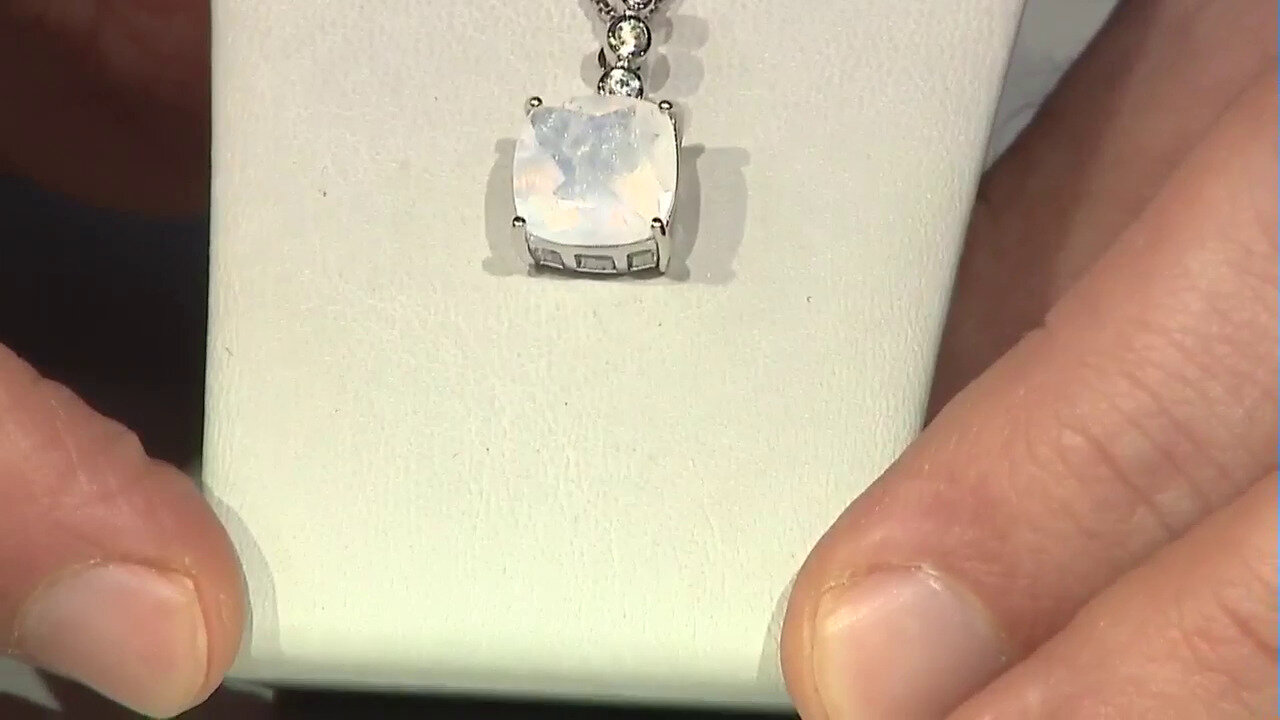 Video Rainbow Moonstone Silver Pendant