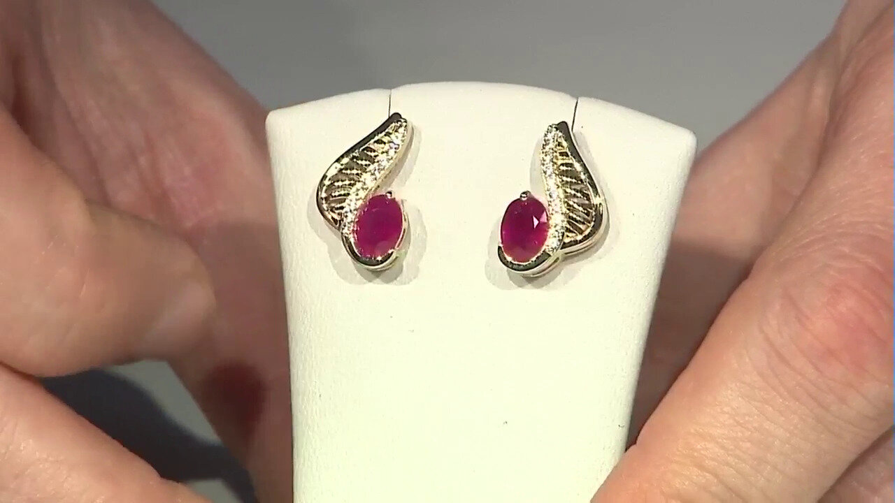 Video 9K Bemainty Ruby Gold Earrings