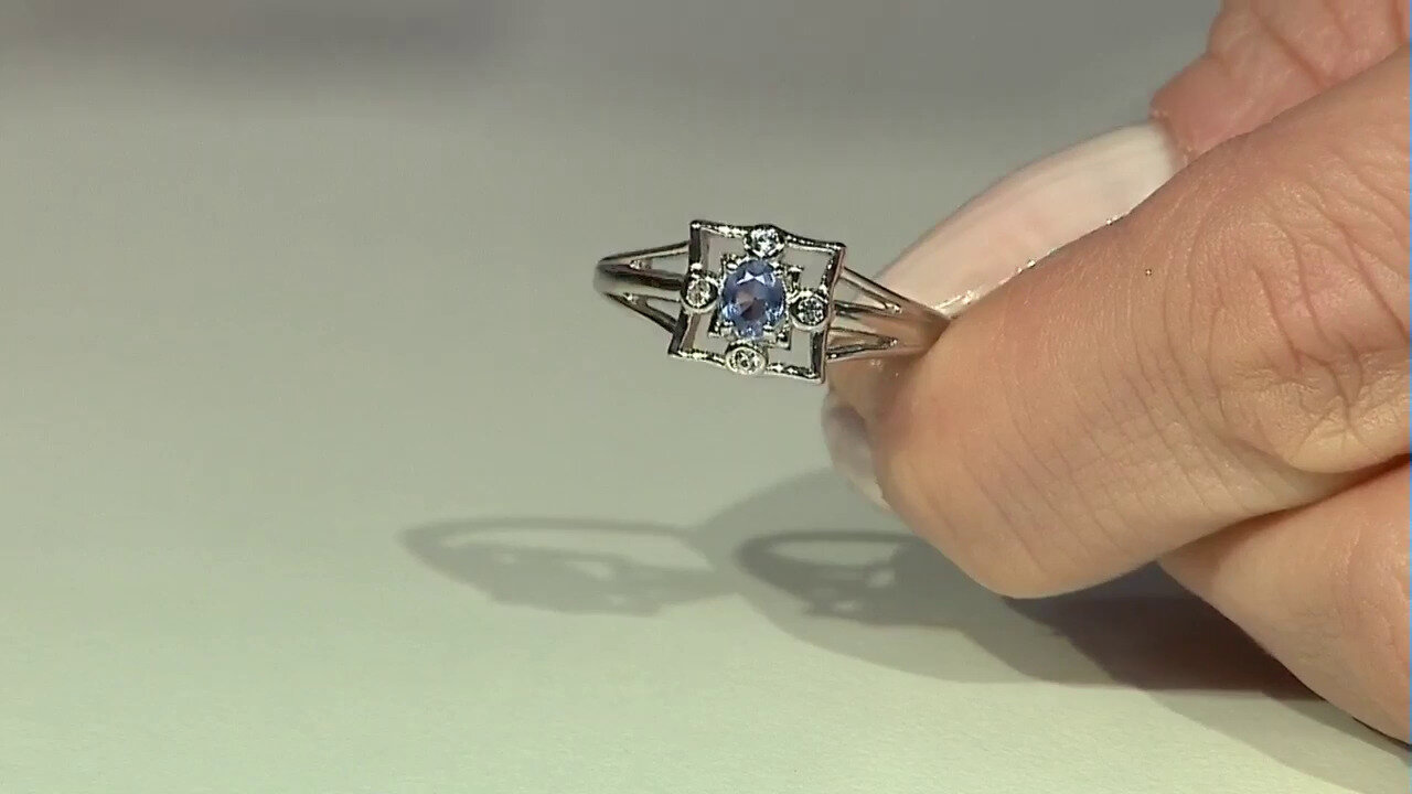 Video Unheated Ceylon Blue Sapphire Silver Ring