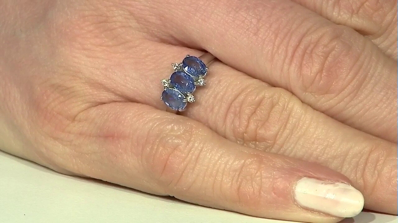 Video Anillo en plata con Zafiro azul Ceylon sin calentar