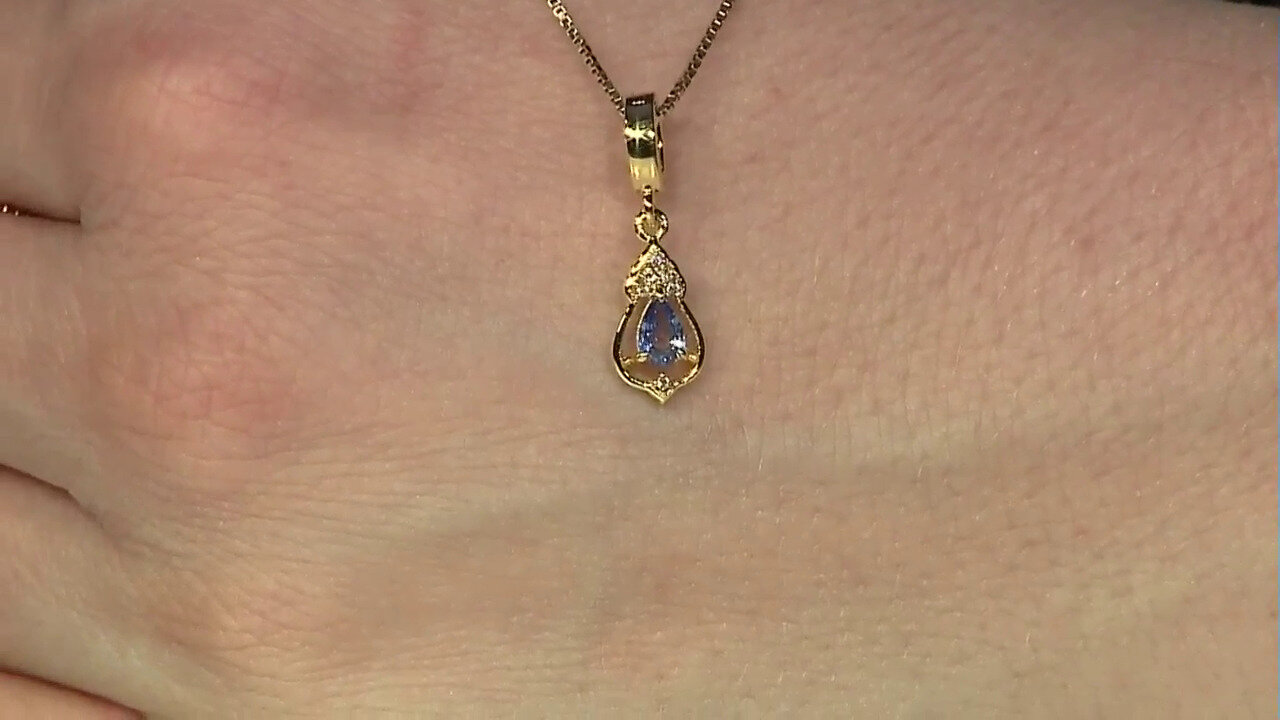 Video Pendentif en argent et Saphir bleu de Ceylan non chauffé